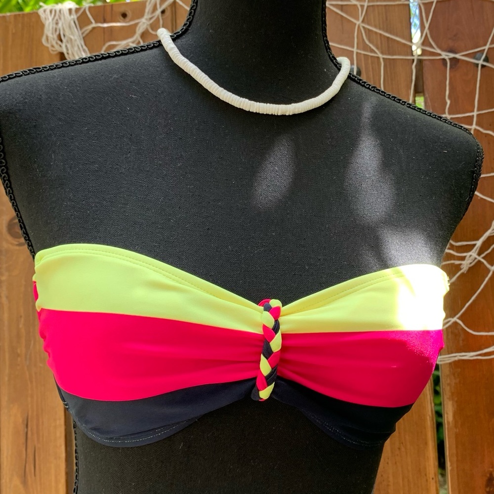 Garage Swimwear Bandeau Colorblock  Strapless Bikini Top